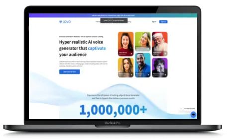 Lovo website displayed on a Macbook