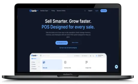 Lunix POS website displayed on a Macbook