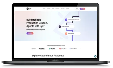 Lyzr website displayed on a Macbook