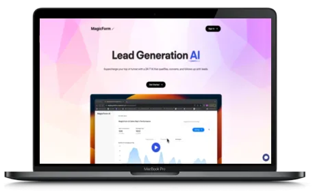 MagicForm website displayed on a Macbook