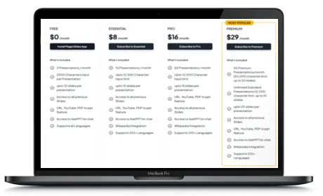 MagicSlides website displayed on a Macbook