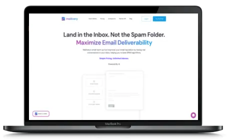 Mailivery website displayed on a Macbook