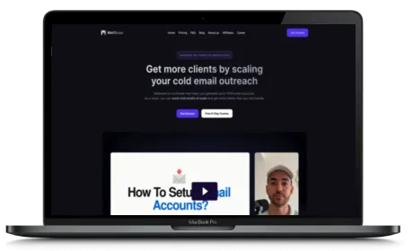 MailScale website displayed on a Macbook