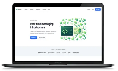 MailSlurp website displayed on a Macbook