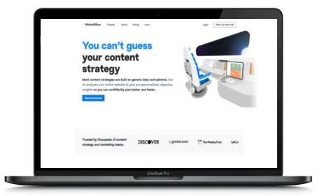 MarketMuse website displayed on a Macbook