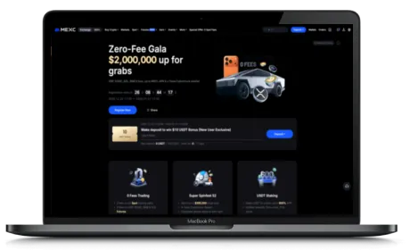 MEXC website displayed on a Macbook