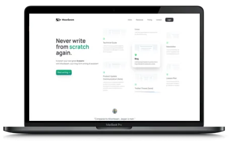 Moonbeam website displayed on a Macbook