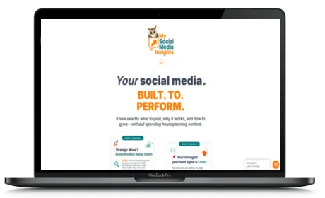 My Social Media Insights website displayed on a Macbook