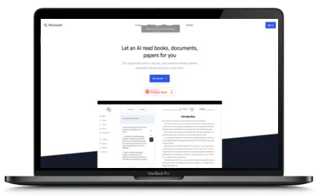 Myreader website displayed on a Macbook