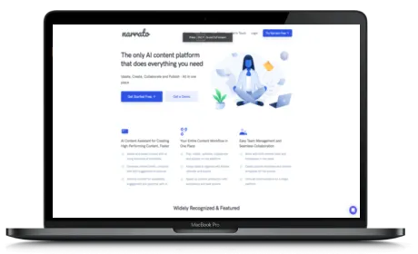 Narrato website displayed on a Macbook