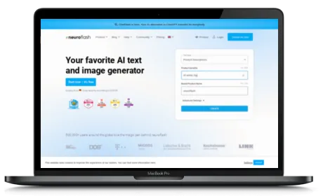 Neuroflash website displayed on a Macbook