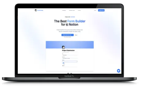 NoteForms website displayed on a Macbook