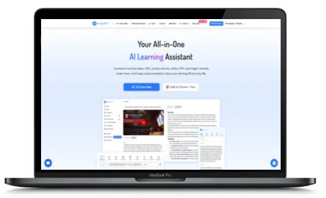 NoteGPT website displayed on a Macbook