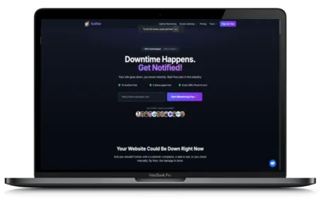Notifier website displayed on a Macbook