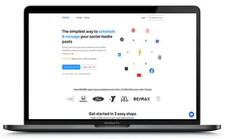 OneUp website displayed on a Macbook