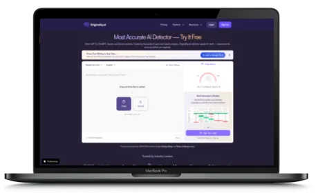 Originality.AI website displayed on a Macbook