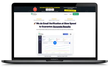Pabbly Email Verification website displayed on a Macbook