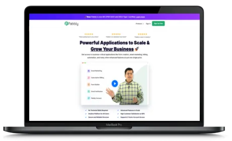 Pabbly website displayed on a Macbook