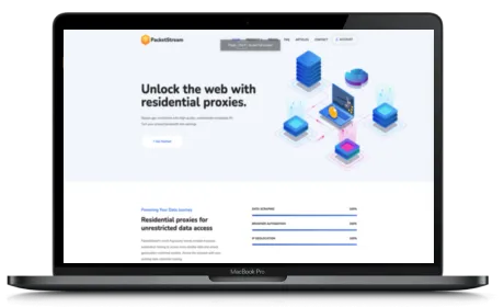 PacketStream website displayed on a Macbook