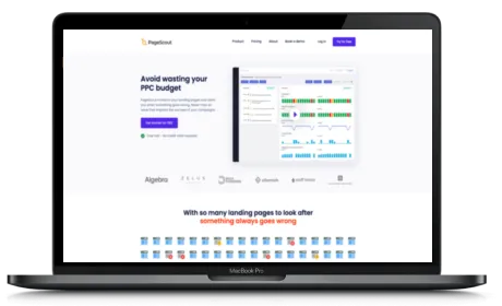 PageScout website displayed on a Macbook