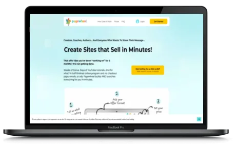 Pagewheel website displayed on a Macbook