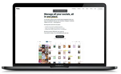 Pally website displayed on a Macbook