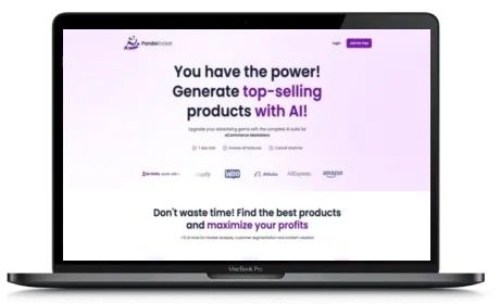 PandaRocket website displayed on a Macbook