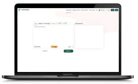 Paraphraser website displayed on a Macbook