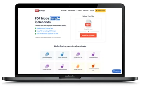 PDF Simpli website displayed on a Macbook
