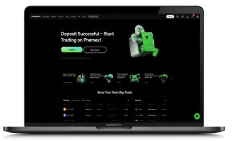 Phemex website displayed on a Macbook