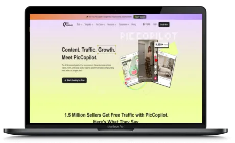 PicCopilot website displayed on a Macbook