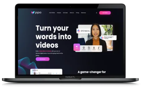 Pipio.ai website displayed on a Macbook