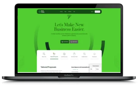 PitchPower.ai website displayed on a Macbook