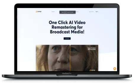 Pixop website displayed on a Macbook