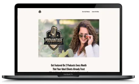 Podvantage website displayed on a Macbook