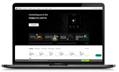 Poloniex website displayed on a Macbook