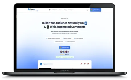 Powerin website displayed on a Macbook
