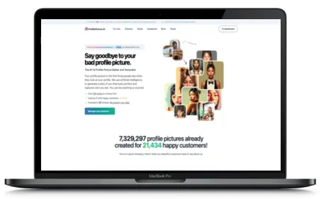 ProfilePicture.ai website displayed on a Macbook