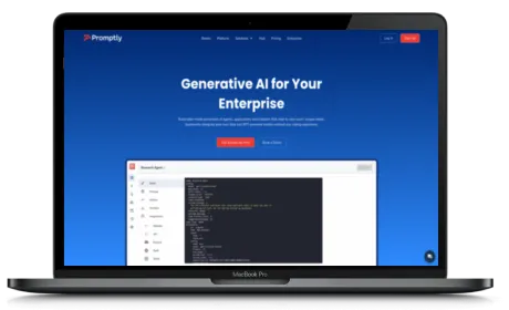 Promptly website displayed on a Macbook