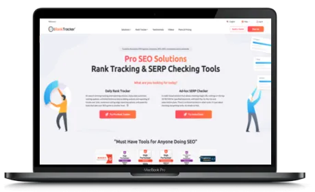 ProRankTracker website displayed on a Macbook