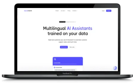 Quickchat AI website displayed on a Macbook