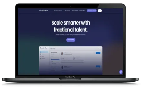 Quickly Hire website displayed on a Macbook