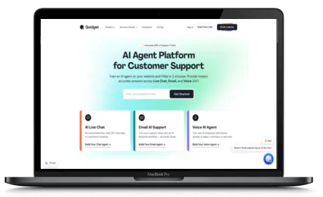 Quidget website displayed on a Macbook