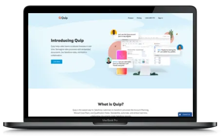 Quip website displayed on a Macbook