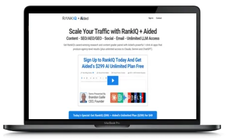 RankIQ website displayed on a Macbook