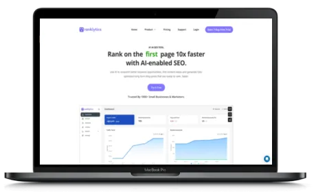 Ranklytics website displayed on a Macbook