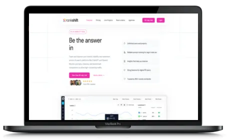 Rankshift website displayed on a Macbook