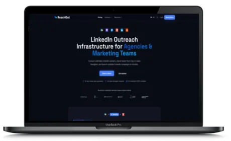 ReachOut website displayed on a Macbook