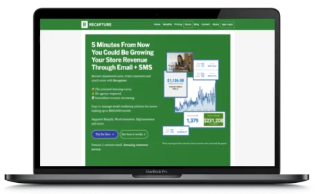 Recapture website displayed on a Macbook