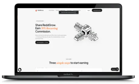 ReddGrow website displayed on a Macbook